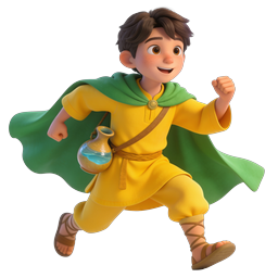 Young Hero Adventurer 3D Animated Character Icon