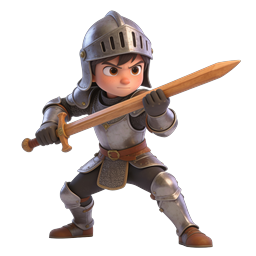 Young Knight Warrior 3D Character Icon - Fantasy RPG