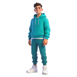 3D Young Man in Teal Hoodie Avatar Icon