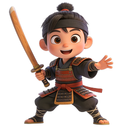 Young Samurai Warrior 3D Character Icon