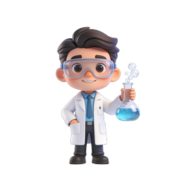 Young Scientist Character with Flask 3D Icon