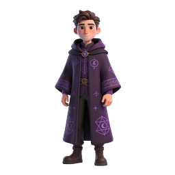 Young Wizard Character 3D Icon - Magical Fantasy Mage