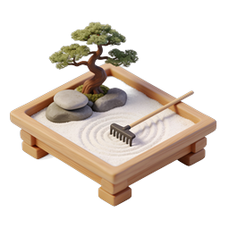 Zen Garden Bonsai Miniature Icon - Japanese Meditation Design