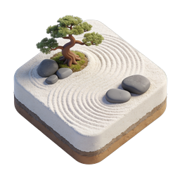 Zen Garden Bonsai Isometric 3D Icon | Japanese Garden