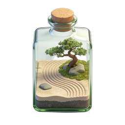 Zen Garden Bottle Icon - Miniature Bonsai in Glass