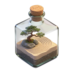 Miniature Zen Garden in Glass Bottle Icon