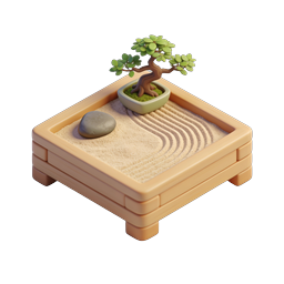 Icono de jardín zen bonsái meditación | isométrico 3D