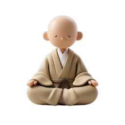 Zen Monk Meditation Icon - Peaceful Clay Character