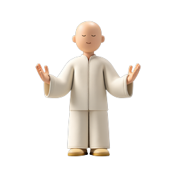 Zen Monk Meditation Icon - Peaceful 3D Character