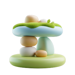 Zen Garden Stones 3D Icon - Meditation Nature Design