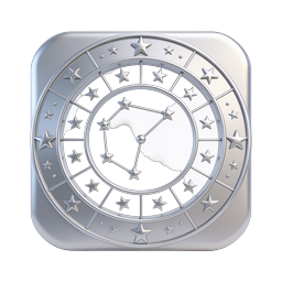 Zodiac Constellation Wheel Icon - Metallic 3D Star Chart