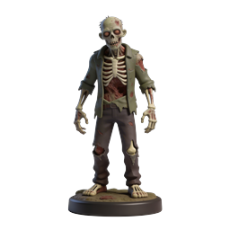 Zombie Miniature Figurine 3D Render Icon